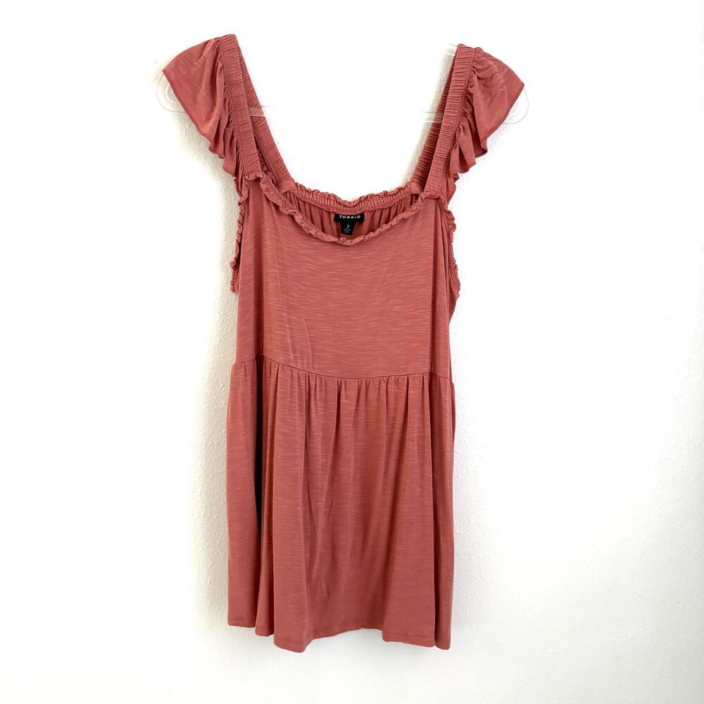Torrid | Terra Cotta Dusty Orange Ruffle Tank Top Stretchy Flowy Size 2X